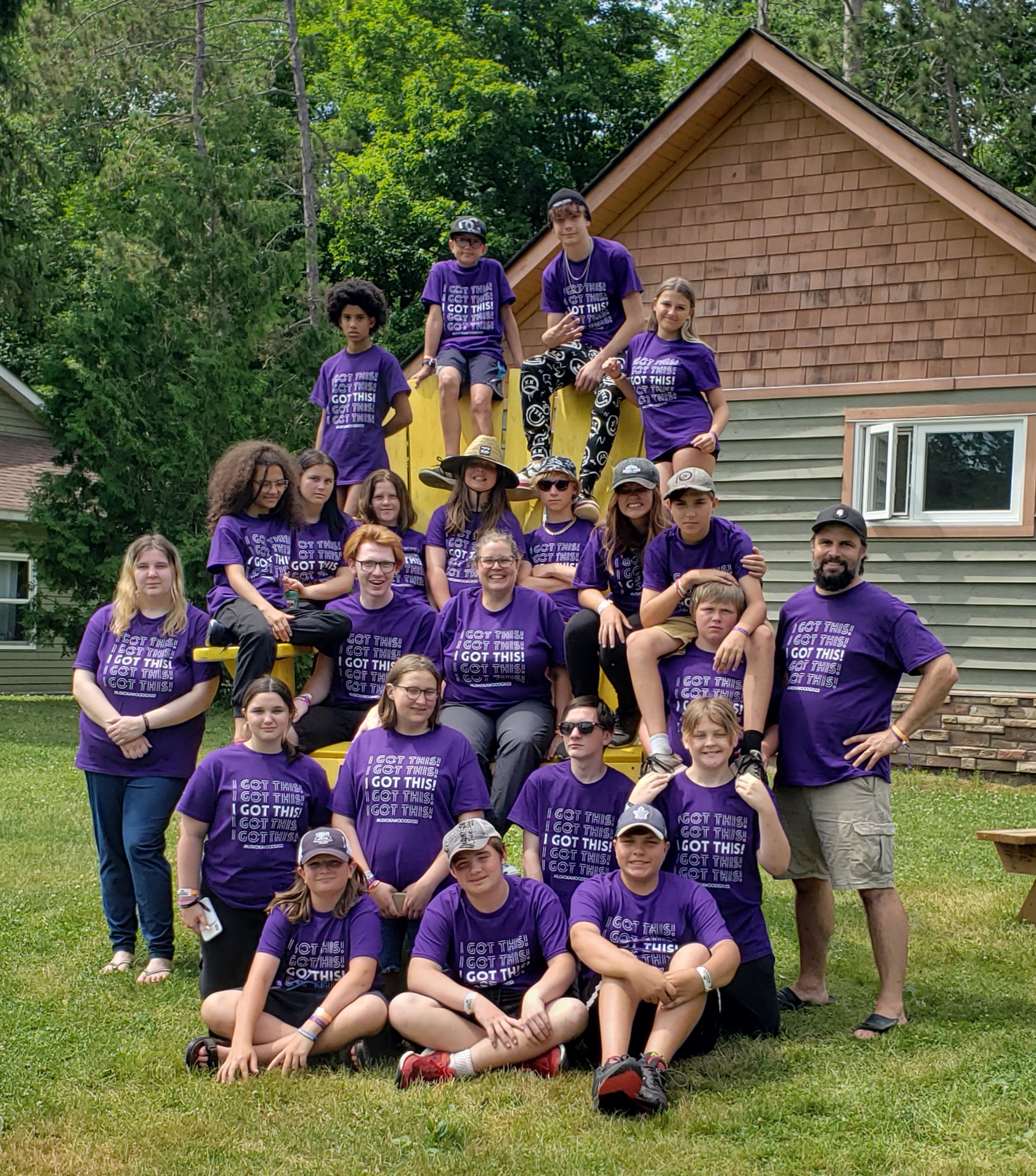 Carl Eastman of Youth Unlimited YFC Hanover with kids at Muskoka Woods summer camp.